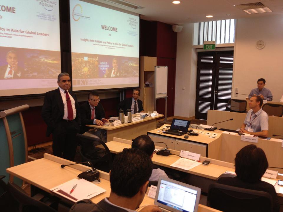 Dean Kishore Mahbubani welcoming Young Global Leaders to Lee Kuan Yew School of Public Policy in Singapore