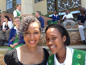 Teresa Kennedy with Gomolemo at Lebone II College