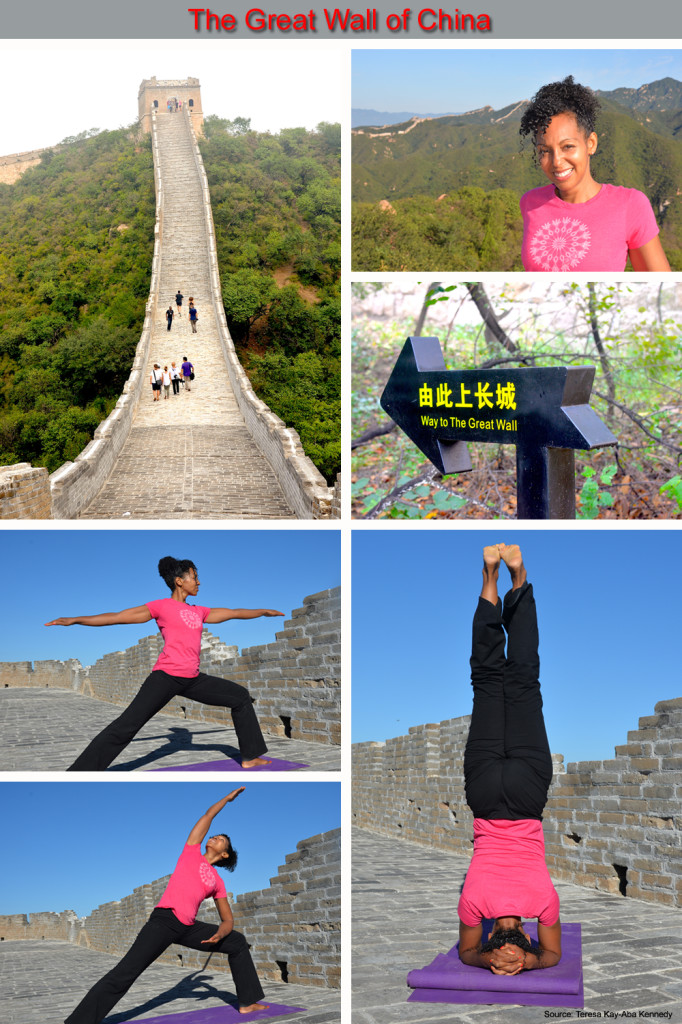 Teresa Kay-Aba Kennedy Teaching Yoga on The Great Wall of China