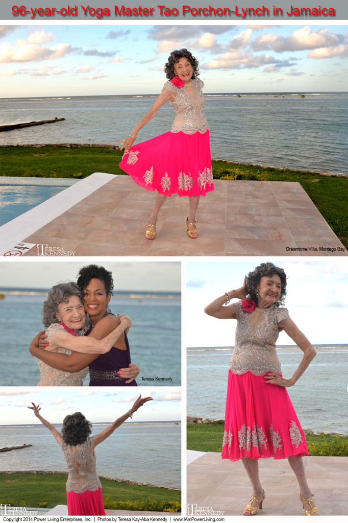 96-year-old Yoga Master Tao Porchon-Lynch at Dreamtime Villa in Montego Bay, Jamaica