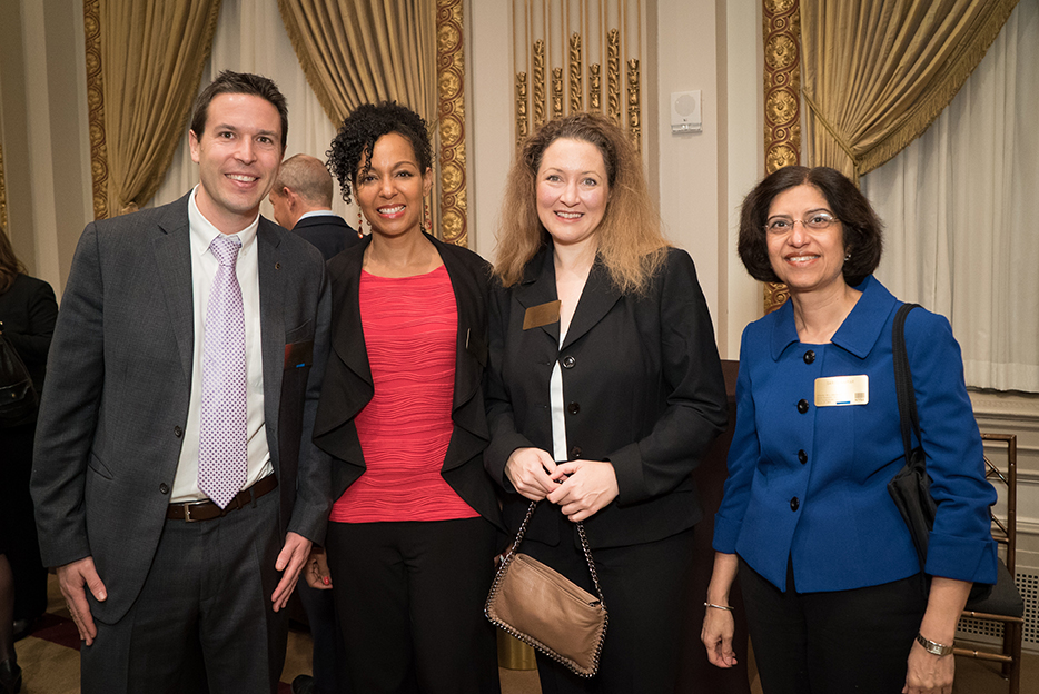 Teresa Kay-Aba Kennedy with fellow Young Global Leaders and World Economic Forum Members at Opening Bell Ceremony of New York Stock Exchange - March 27, 2015