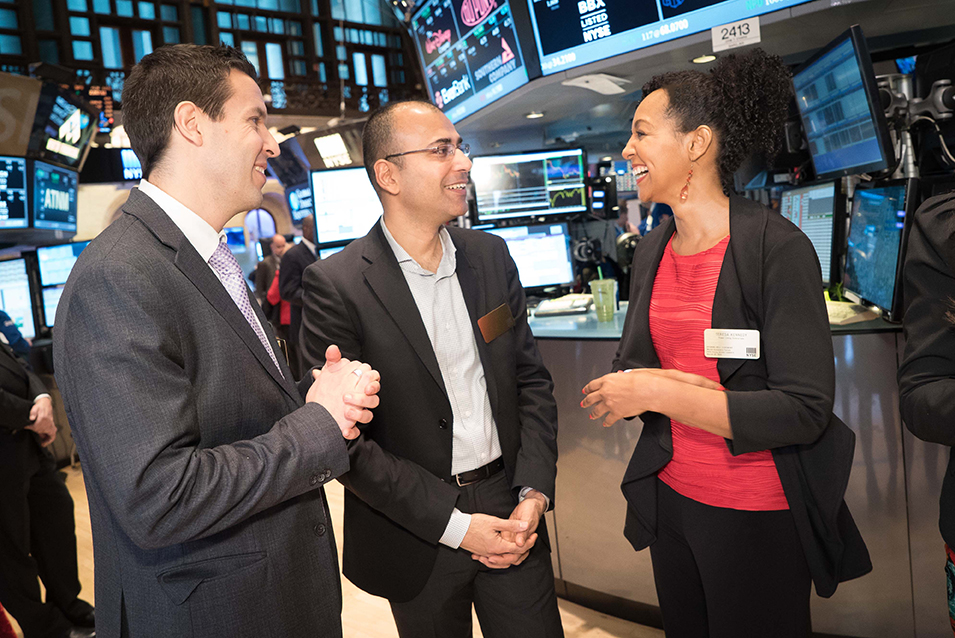 Teresa Kay-Aba Kennedy with fellow Young Global Leaders and World Economic Forum Members at Opening Bell Ceremony of New York Stock Exchange - March 27, 2015