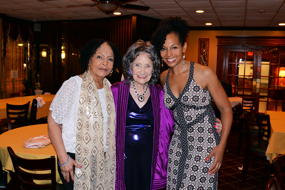 Janie Sykes-Kennedy, Tao Porchon-Lynch and Teresa Kay-Aba Kennedy at Tao's 97th birthday party