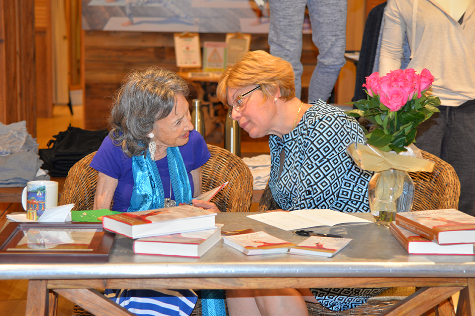 97-year-old yoga master Tao Porchon-Lynch at Dancing Light book launch event at Athleta store in Scarsdale, September 17, 2015
