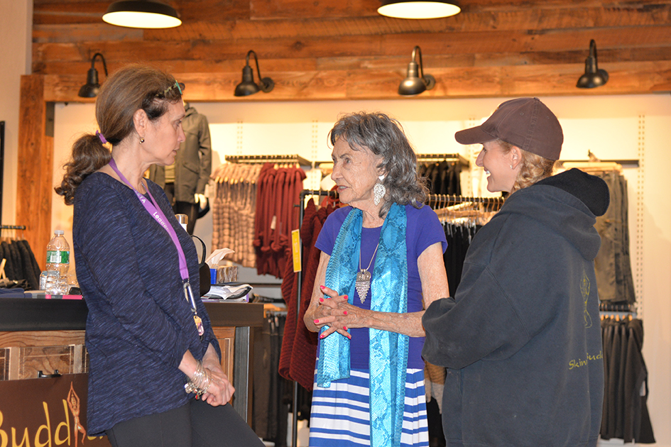 97-year-old yoga master Tao Porchon-Lynch at Dancing Light book launch event at Athleta store in Scarsdale, September 17, 2015