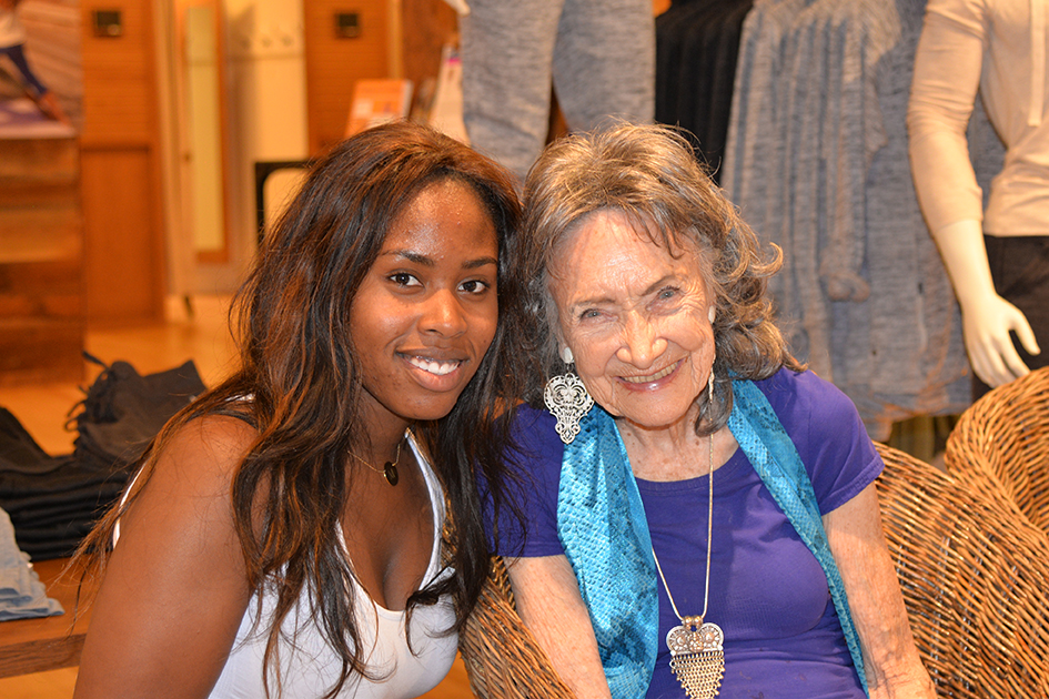 97-year-old yoga master Tao Porchon-Lynch at Dancing Light book launch event at Athleta store in Scarsdale, September 17, 2015