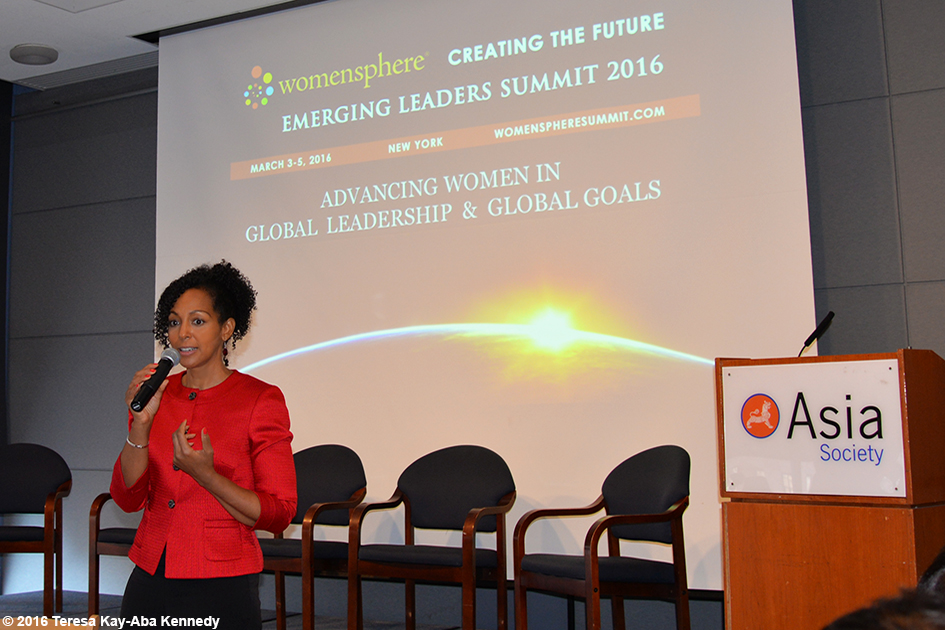 Teresa Kay-Aba Kennedy speaking at the Womensphere Global Summit in New York - March 4, 2016